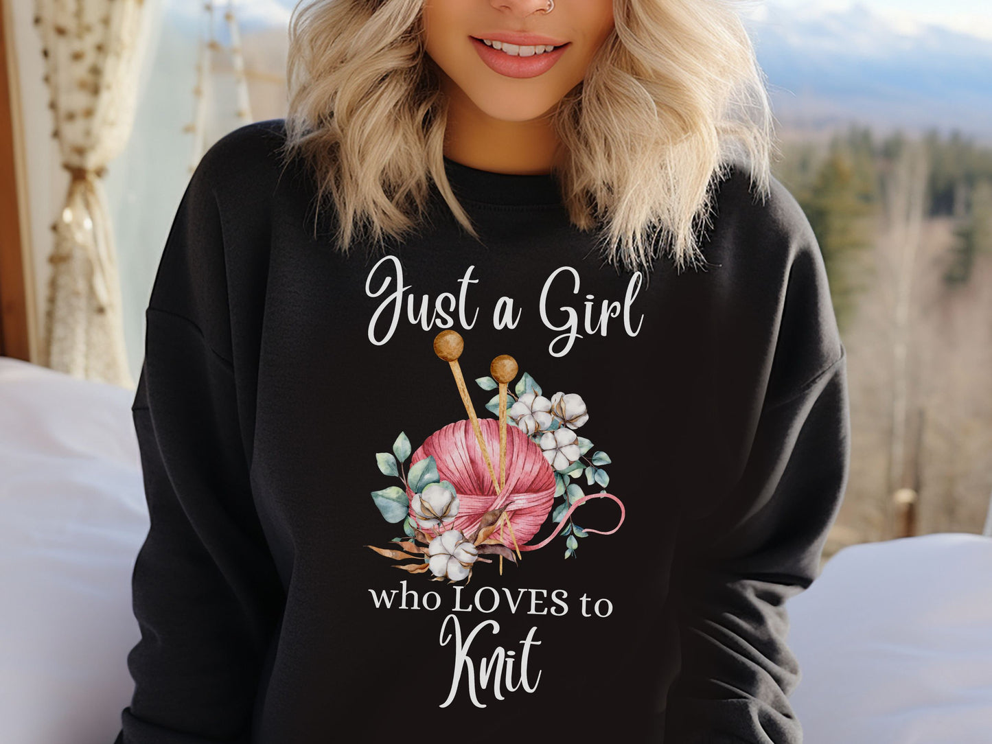 Knitting Sweatshirt, Girl Who Loves to Knit Sweatshirt, Knitting Shirt, Sweatshirt for Knitting Circle, Knitting Group Shirt, Knitting Lover