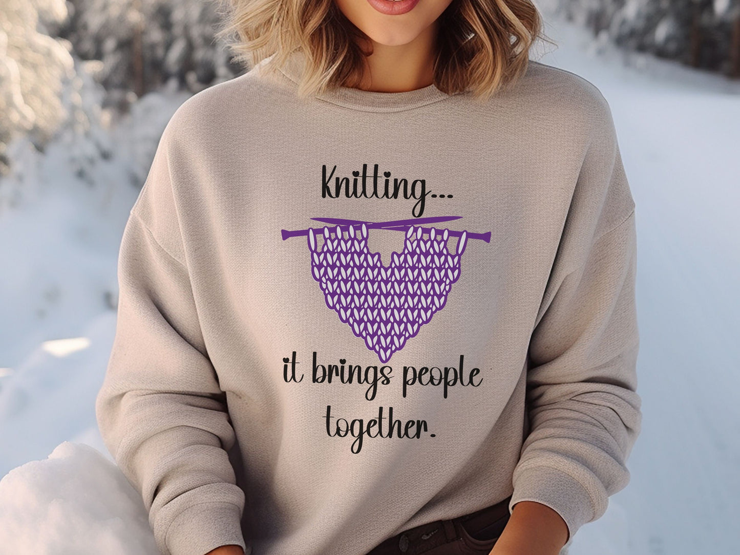 Knitting Brings People Together Sweatshirt, Valentine Knitting Sweatshirt, Valentine Gift for a Knitter, Love to Knit Shirt, Knitting Group