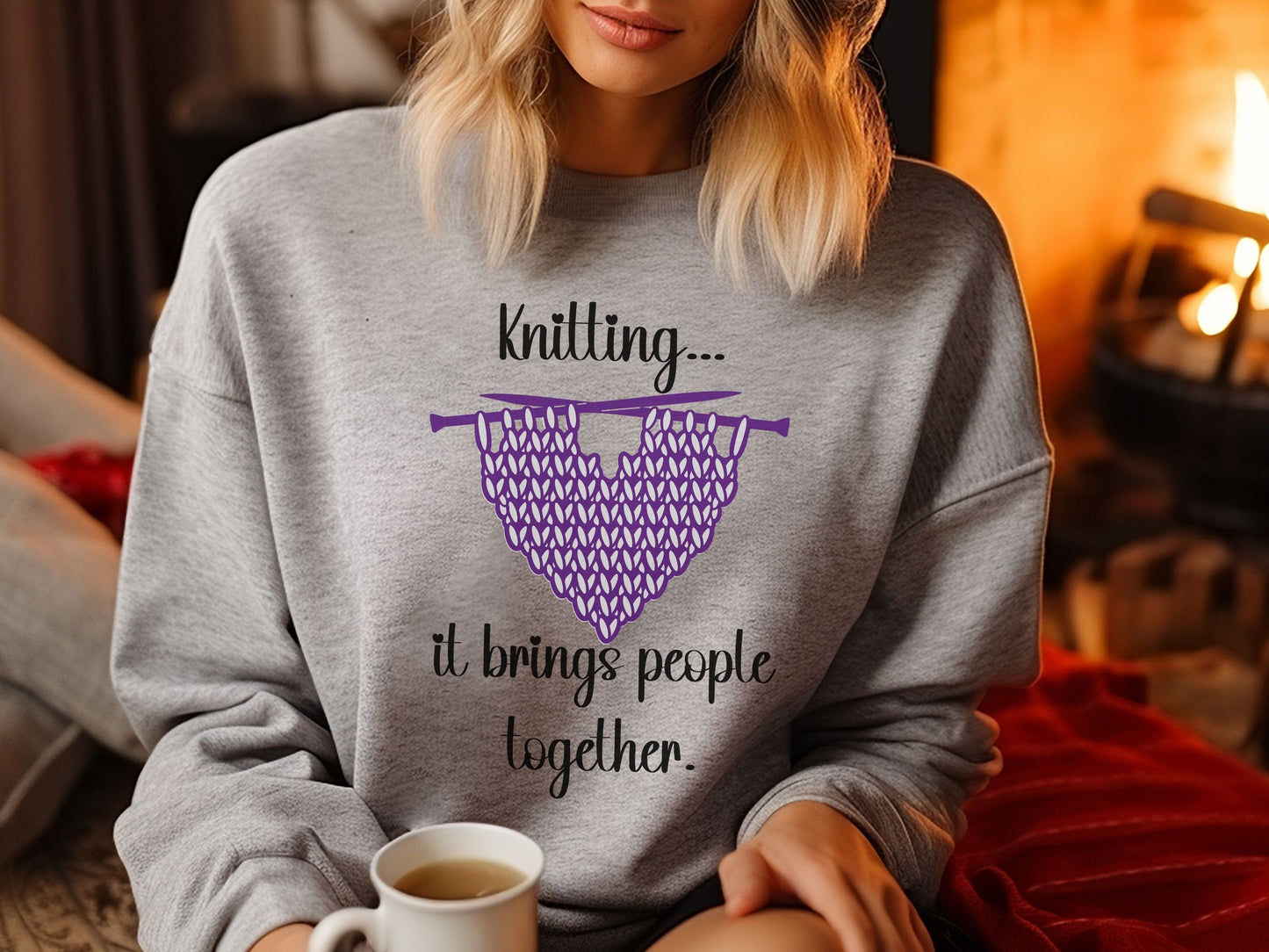 Knitting Brings People Together Sweatshirt, Valentine Knitting Sweatshirt, Valentine Gift for a Knitter, Love to Knit Shirt, Knitting Group