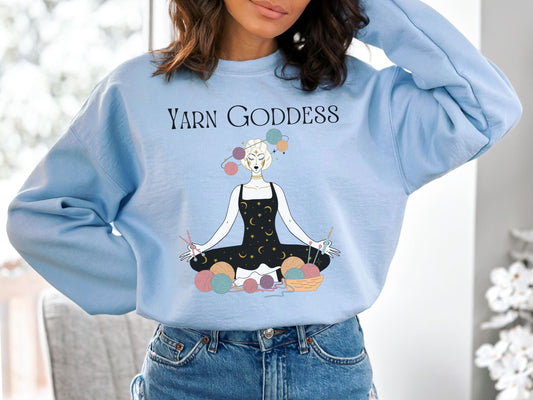 Yarn Goddess Sweatshirt, Knitting Sweatshirt, Crochet Sweatshirt, Knitter Gift, Crochet Gift, Astrology and Knitting, Cute Knitting Gift