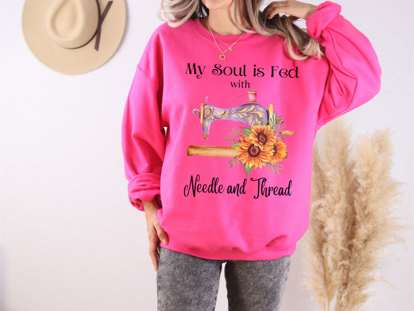 Needle and Thread Sweatshirt, My Soul is Fed Sweatshirt, Love to Sew Shirt, Sewing Sweatshirt, Seamstress Sweater, Gift for Quilter, Crafter