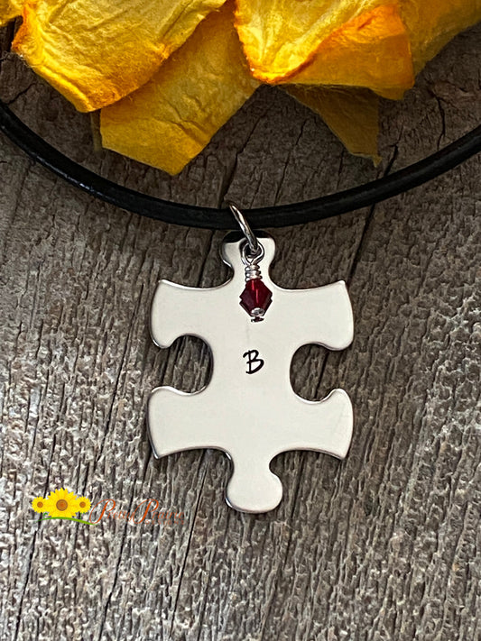 Stainless Initial Puzzle Piece Necklace, Personalized Puzzle Pieces, Hand Stamped, Couples Gift, Sorority Sisters, Sibling Gift, Best Friend Necklaces