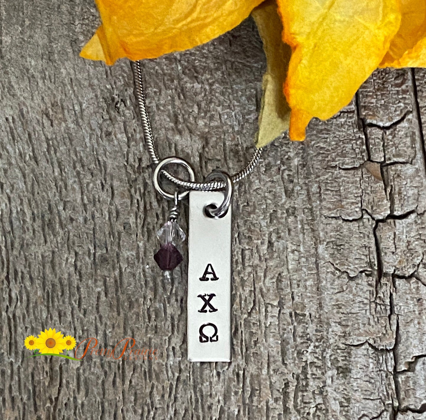 Greek Letter Necklace, Sorority Necklace, College Colors Gift, Sorority Sister Gift, Alumni Jewelry, Hand Stamped, Boyfriend Fraternity