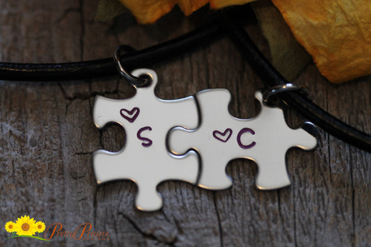 Small Puzzle Piece Necklace, Initial Puzzle Pieces, His Her Gift, Anniversary, Valentine Gift, Best Friend Gift, Personalized Mini Puzzle