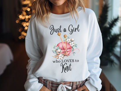 Knitting Sweatshirt, Girl Who Loves to Knit Sweatshirt, Knitting Shirt, Sweatshirt for Knitting Circle, Knitting Group Shirt, Knitting Lover