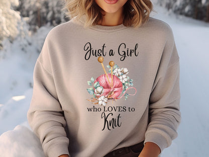 Knitting Sweatshirt, Girl Who Loves to Knit Sweatshirt, Knitting Shirt, Sweatshirt for Knitting Circle, Knitting Group Shirt, Knitting Lover