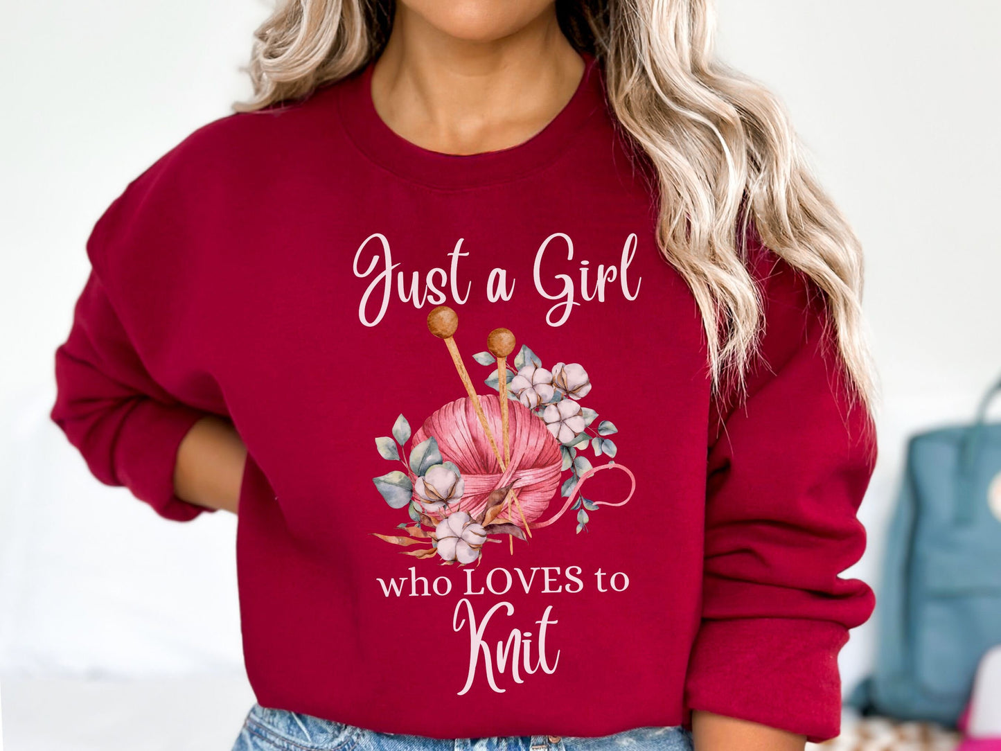 Knitting Sweatshirt, Girl Who Loves to Knit Sweatshirt, Knitting Shirt, Sweatshirt for Knitting Circle, Knitting Group Shirt, Knitting Lover