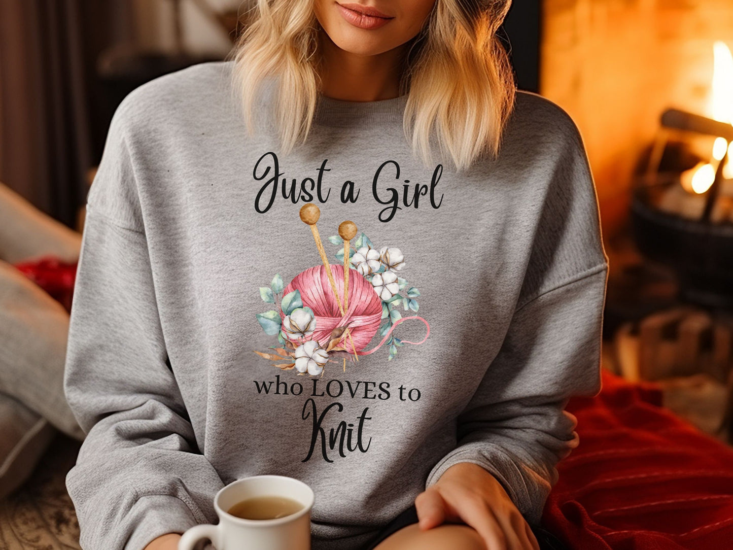 Knitting Sweatshirt, Girl Who Loves to Knit Sweatshirt, Knitting Shirt, Sweatshirt for Knitting Circle, Knitting Group Shirt, Knitting Lover