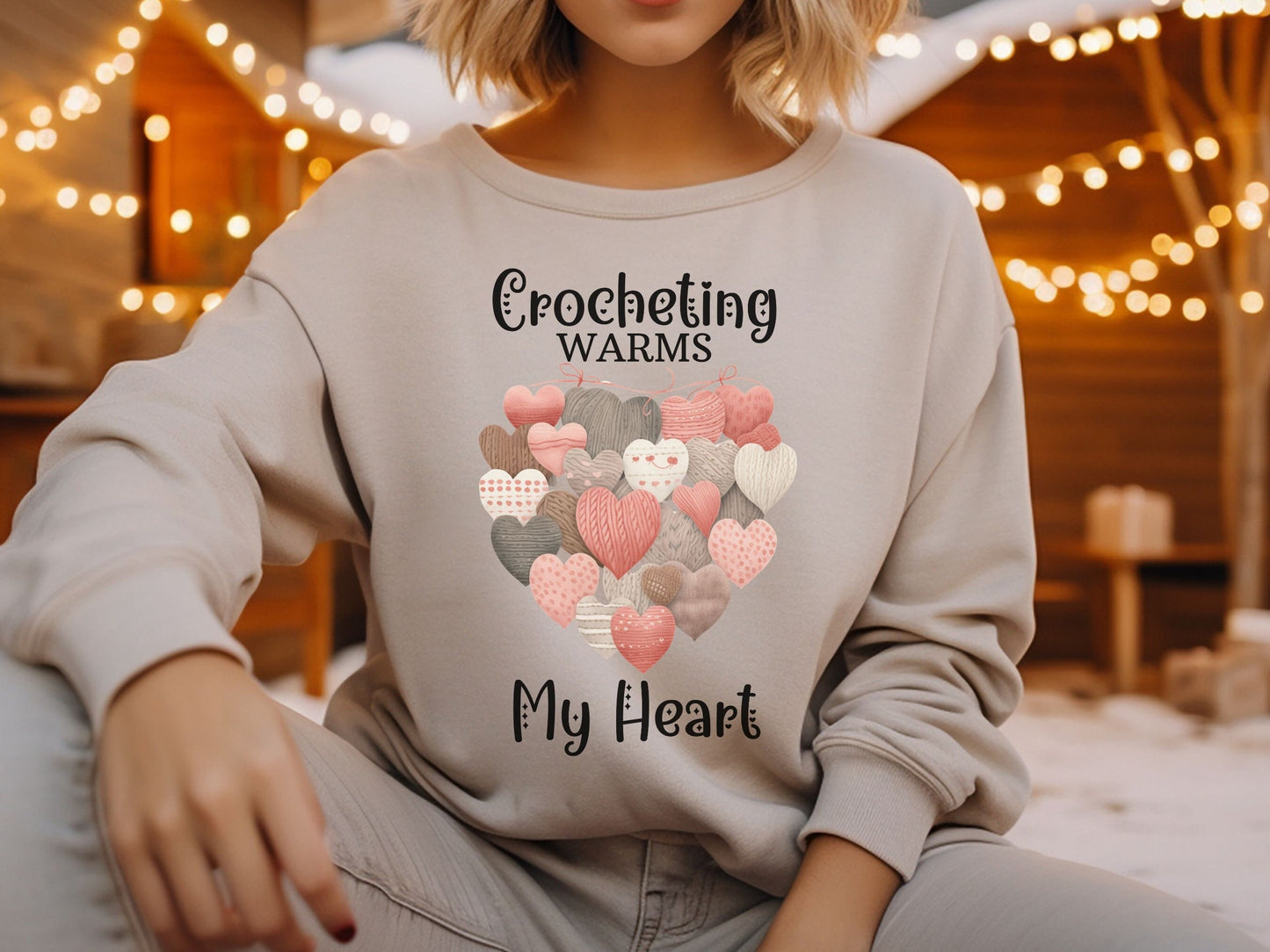 Crochet Heart Sweatshirt, Crocheting Warms My Heart Sweatshirt, Love to Crochet, Crochet Valentine, Crochet Lover Shirt, Gift for Crocheter