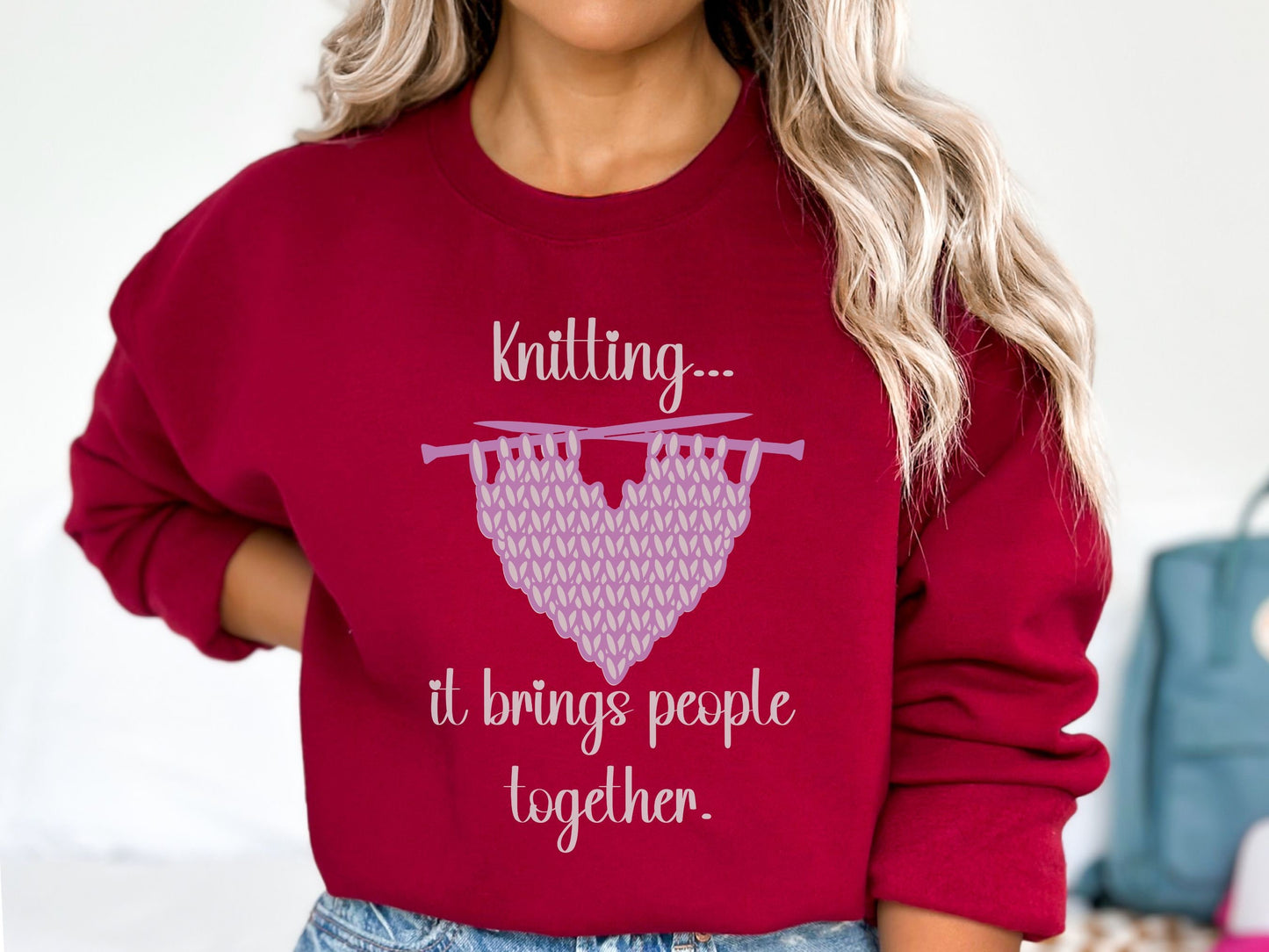 Knitting Brings People Together Sweatshirt, Valentine Knitting Sweatshirt, Valentine Gift for a Knitter, Love to Knit Shirt, Knitting Group