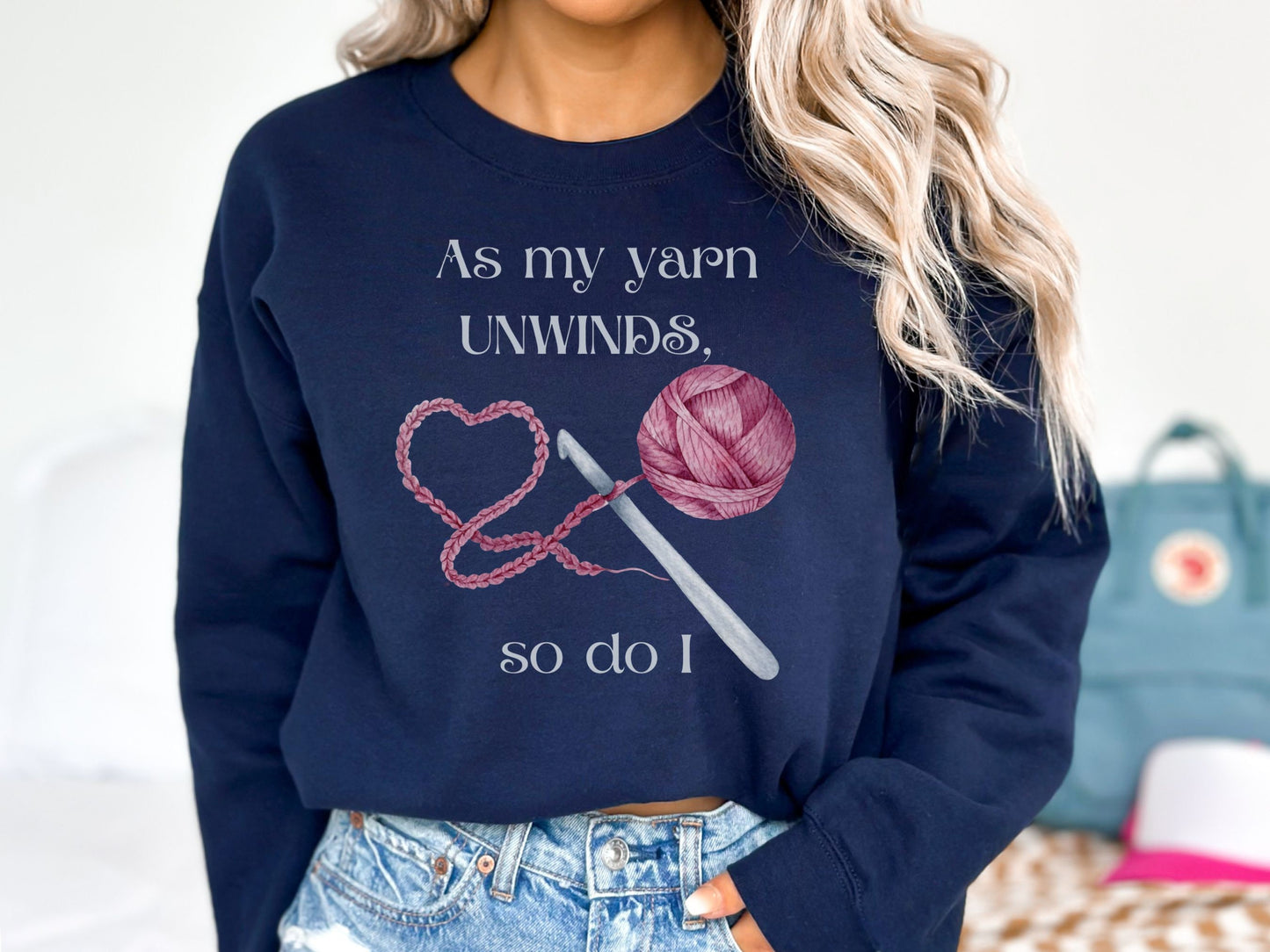 Yarn Unwinds Sweatshirt, Valentine for Crocheter, Crocheter Valentine Gift, Love to Crochet, Crochet Heart Sweatshirt, Crochet Therapy Shirt