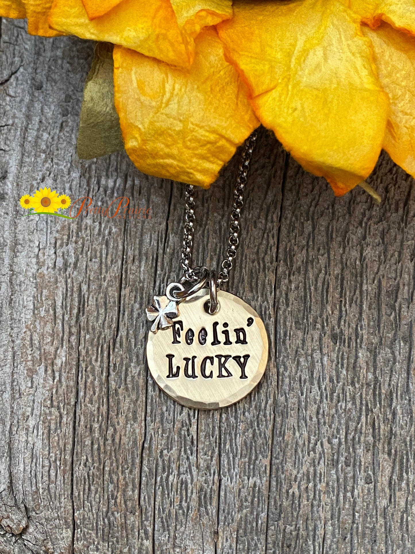 Feeling' Lucky Necklace, Custom Shamrock Necklace, St. Patrick's Day Jewelry, Irish Jewelry, Lucky Keychain, Four Leaf Clover Necklace