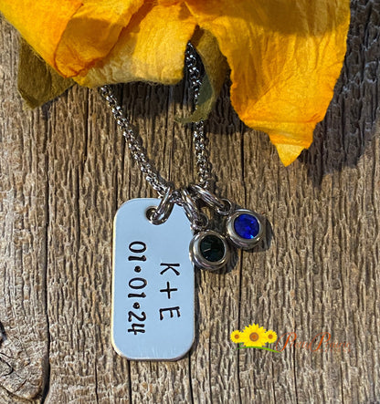 Mini Dog Tag Anniversary Necklace, Personalized Dog Tag, Engagement Gift, Husband Gift, Boyfriend Gift, Wife Valentine, Birthday for Him