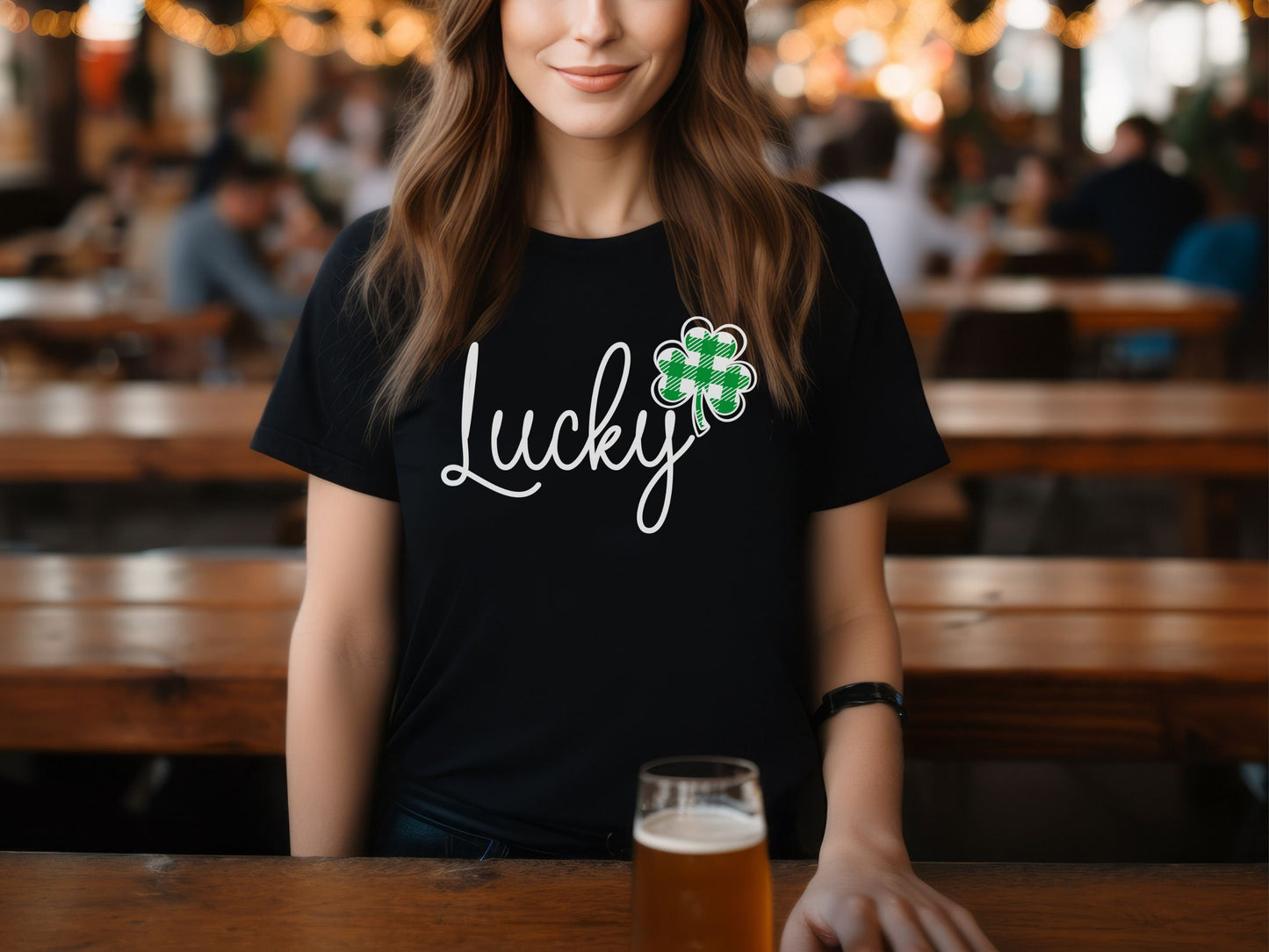 Lucky St. Patrick's Day T-Shirt, Shamrock T-Shirt, Humerous St Patrick's Day Shirt, Lucky Shirt, Plaid Shamrock Shirt, Luck of Irish T-Shirt