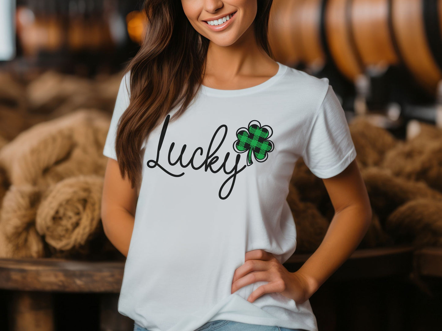 Lucky St. Patrick's Day T-Shirt, Shamrock T-Shirt, Humerous St Patrick's Day Shirt, Lucky Shirt, Plaid Shamrock Shirt, Luck of Irish T-Shirt