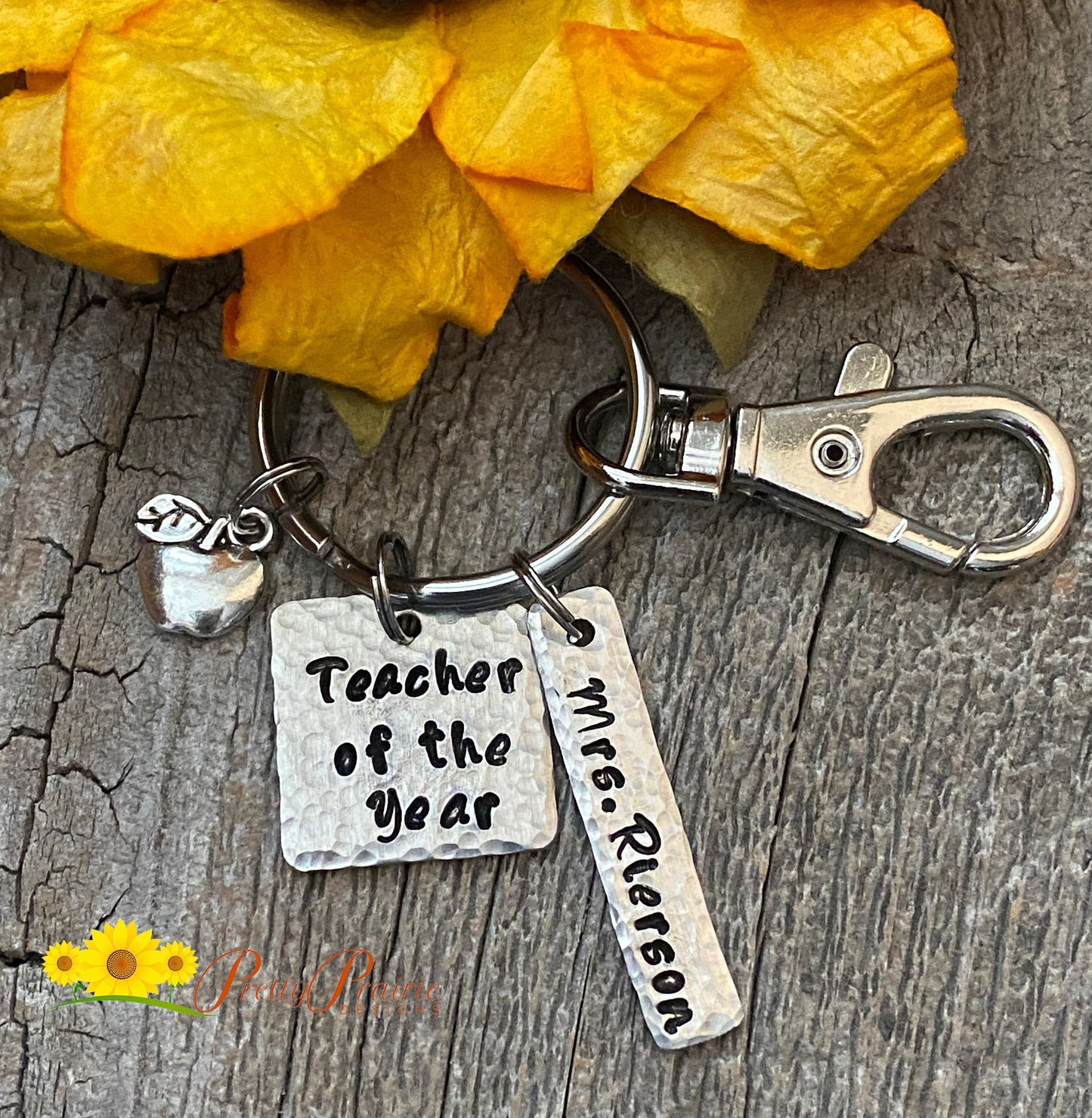 Teacher of the Year Keychain, Best Teacher Gift, Teacher Appreciation, Favorite Teacher,  Teacher Retirement, Personalized Teacher Keychain