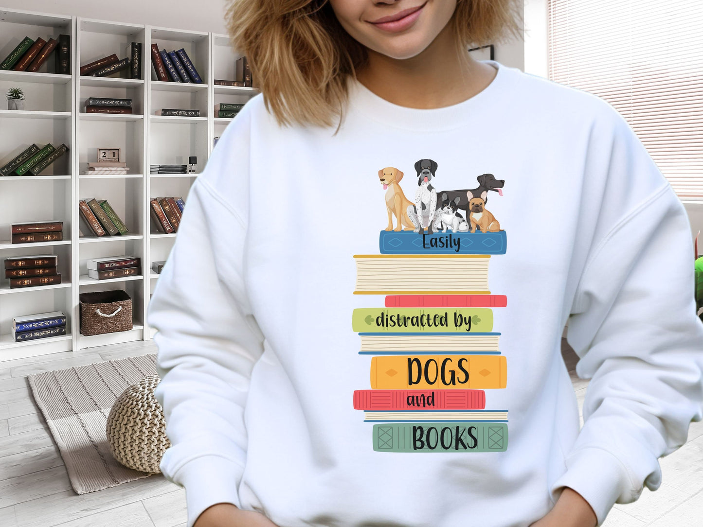 Dogs and Books Sweatshirt, Book Shirt, Reading Sweatshirt, Book Lover Sweatshirt, Librarian Gift, Book Gift, Dog Lover Sweatshirt, Dog Gift