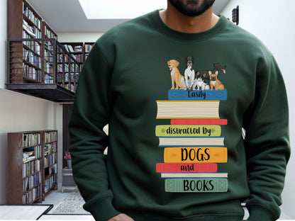 Dogs and Books Sweatshirt, Book Shirt, Reading Sweatshirt, Book Lover Sweatshirt, Librarian Gift, Book Gift, Dog Lover Sweatshirt, Dog Gift