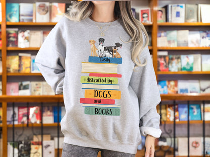 Dogs and Books Sweatshirt, Book Shirt, Reading Sweatshirt, Book Lover Sweatshirt, Librarian Gift, Book Gift, Dog Lover Sweatshirt, Dog Gift