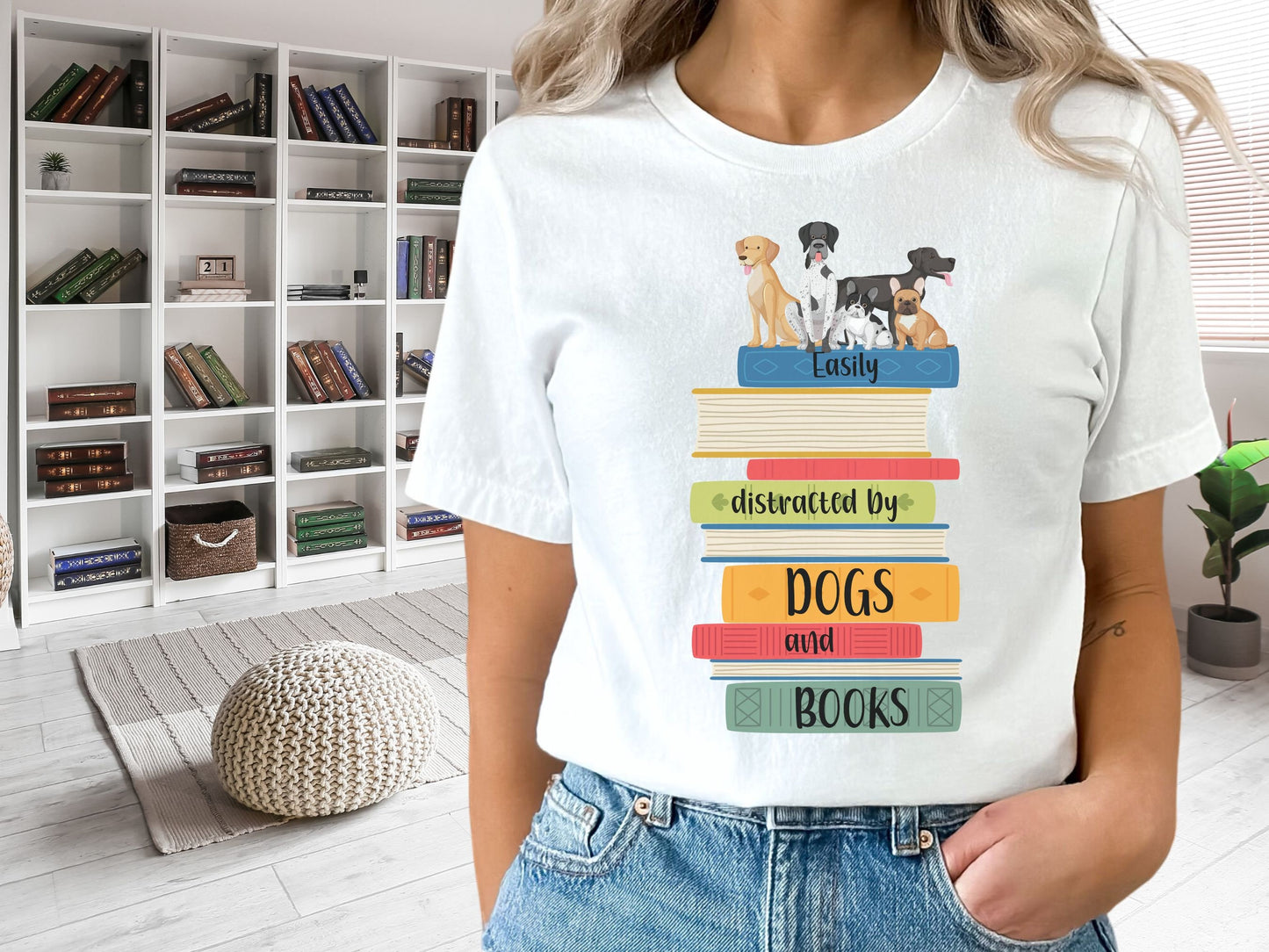 Dogs and Books T-Shirt, Book Shirt, ReadingShirt, Book Lover Shirt, Librarian Gift, Book Gift, Dog Lover Shirt, Dog Gift, I Love Dogs Shirt