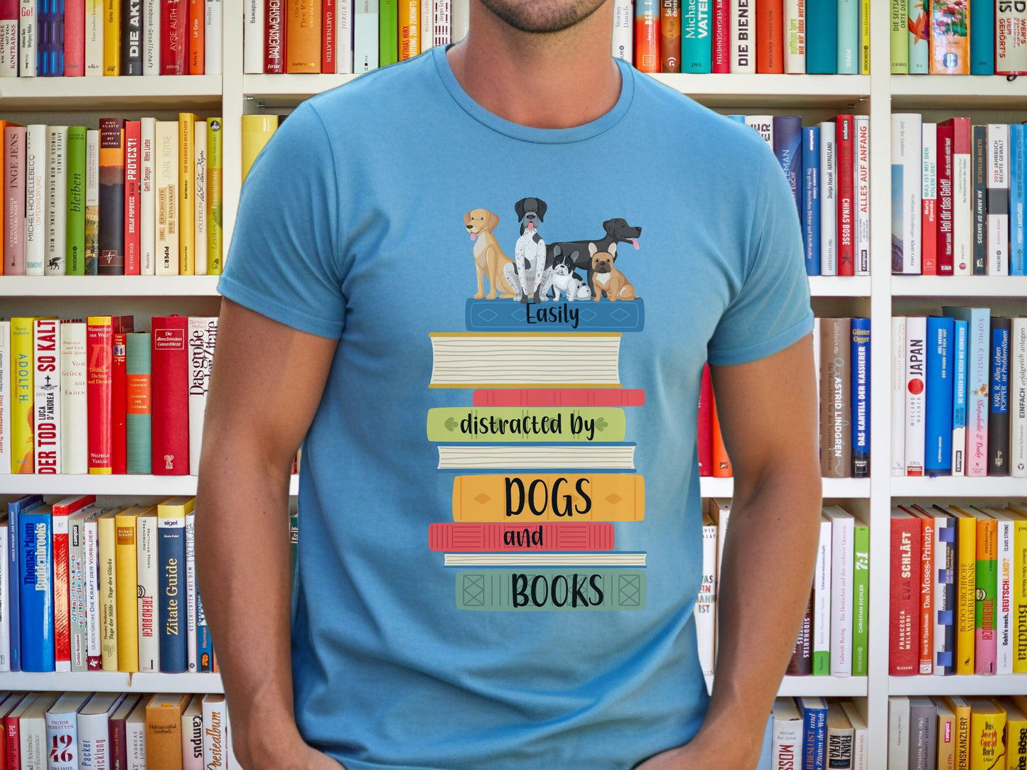 Dogs and Books T-Shirt, Book Shirt, ReadingShirt, Book Lover Shirt, Librarian Gift, Book Gift, Dog Lover Shirt, Dog Gift, I Love Dogs Shirt