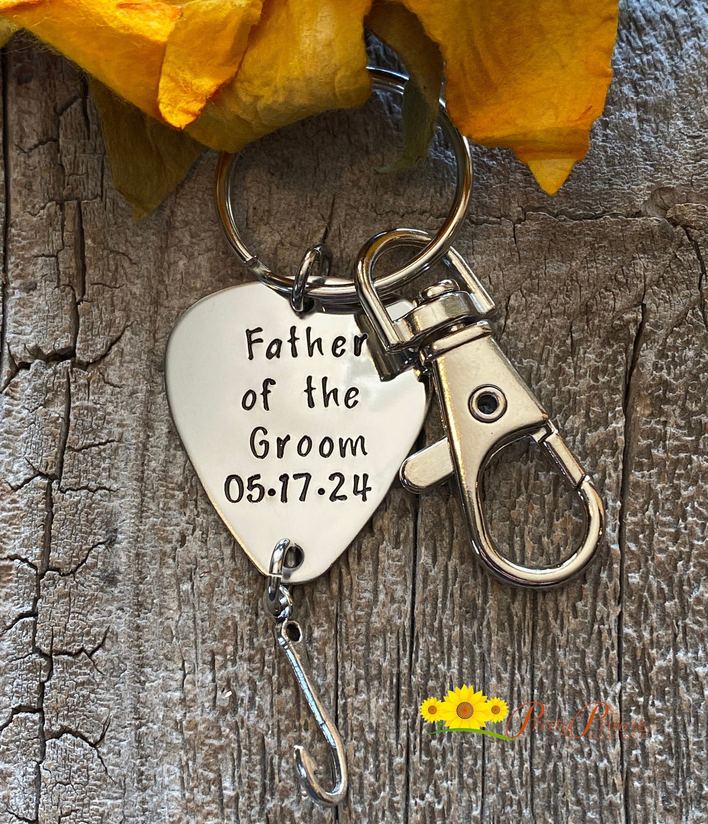 Father of the Bride Keychain, Father of the Groom Keychain, Step Father Keychain, Wedding Gift for Dad, Hand Stamped, Fishing Lure Keychain