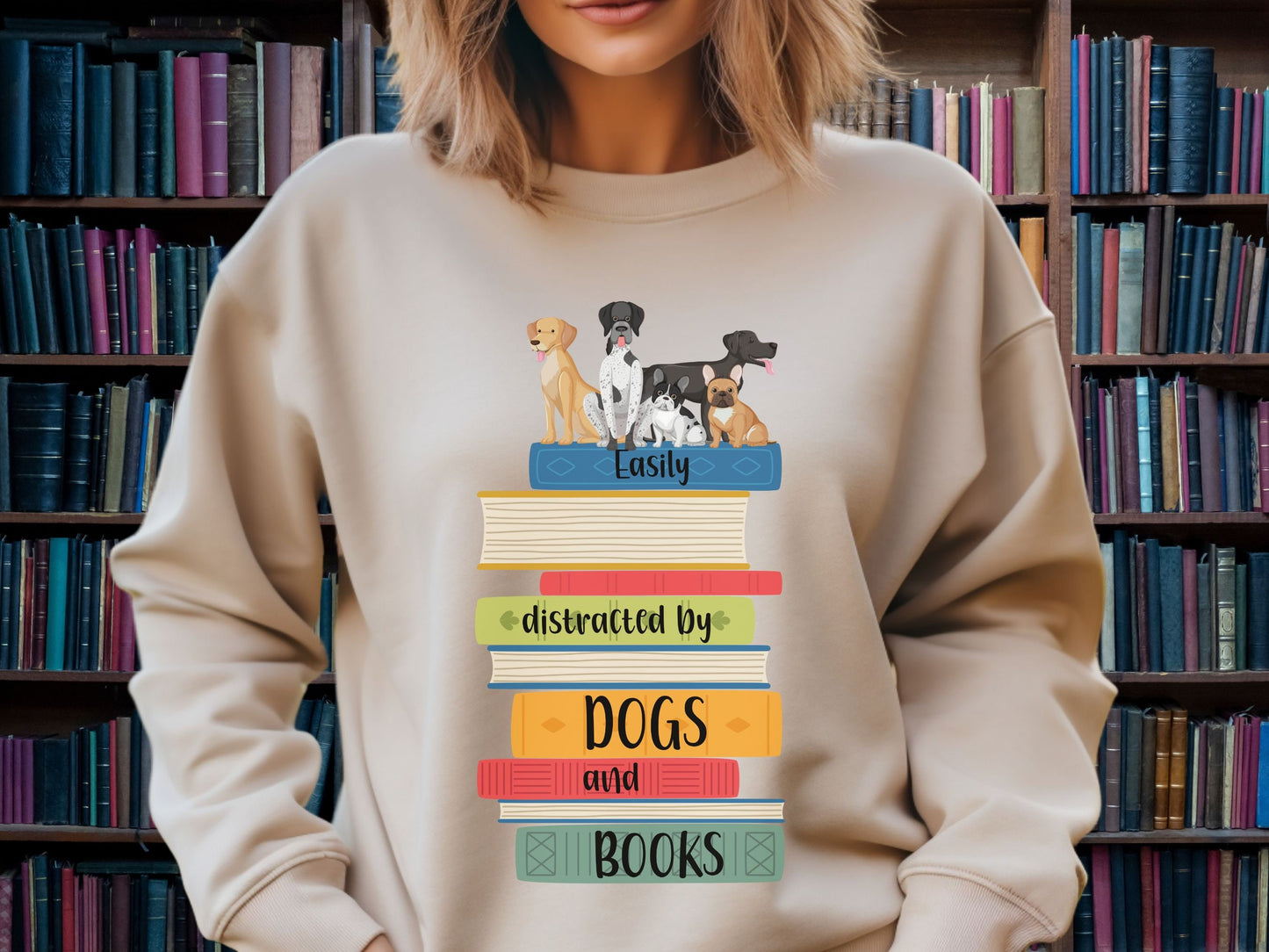 Dogs and Books Sweatshirt, Book Shirt, Reading Sweatshirt, Book Lover Sweatshirt, Librarian Gift, Book Gift, Dog Lover Sweatshirt, Dog Gift