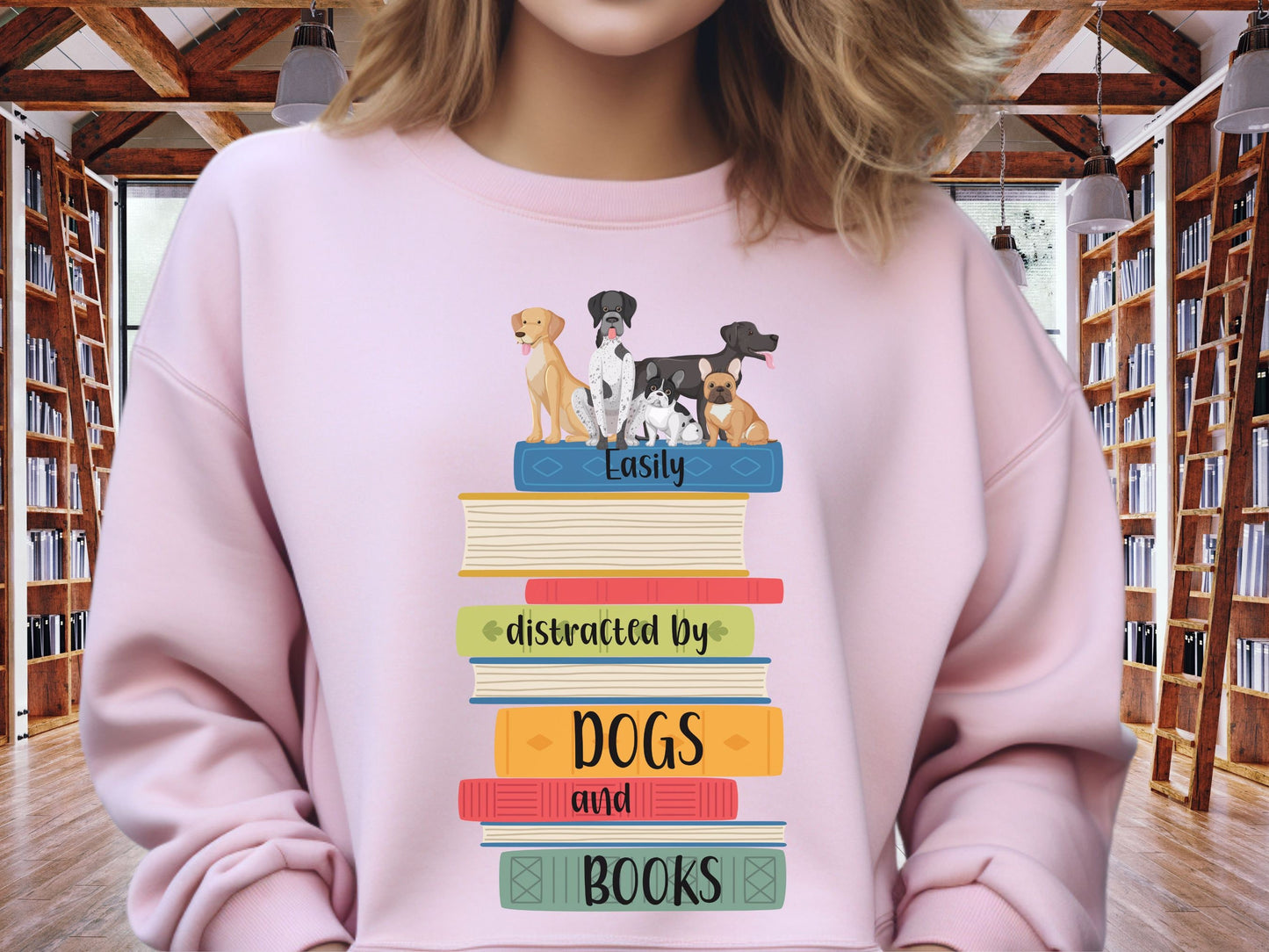 Dogs and Books Sweatshirt, Book Shirt, Reading Sweatshirt, Book Lover Sweatshirt, Librarian Gift, Book Gift, Dog Lover Sweatshirt, Dog Gift