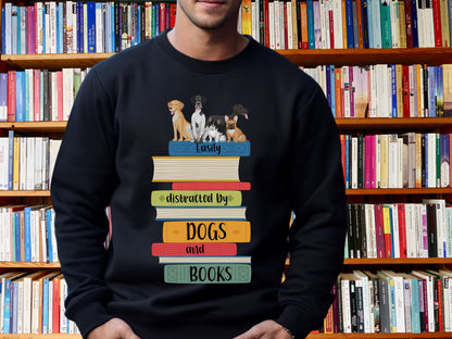 Dogs and Books Sweatshirt, Book Shirt, Reading Sweatshirt, Book Lover Sweatshirt, Librarian Gift, Book Gift, Dog Lover Sweatshirt, Dog Gift