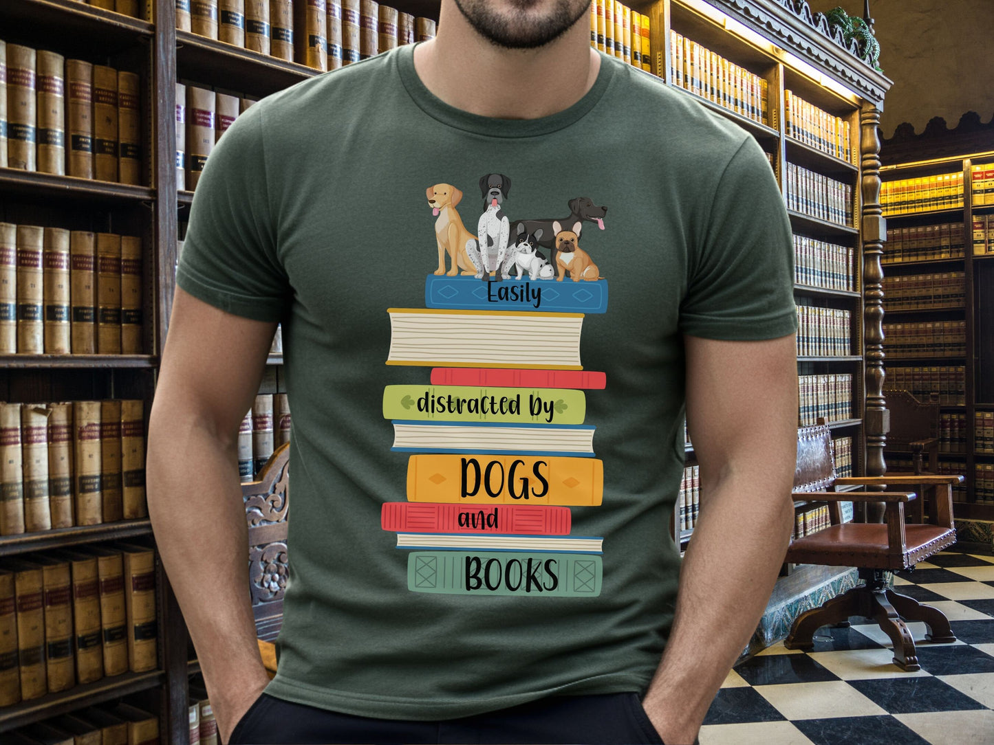 Dogs and Books T-Shirt, Book Shirt, ReadingShirt, Book Lover Shirt, Librarian Gift, Book Gift, Dog Lover Shirt, Dog Gift, I Love Dogs Shirt