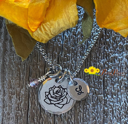 Birth Month Flower Necklace, Personalized Flower Necklace, Mother's Day Flower Necklace, Birth Month FlowerJewelry, Initial Flower Necklace