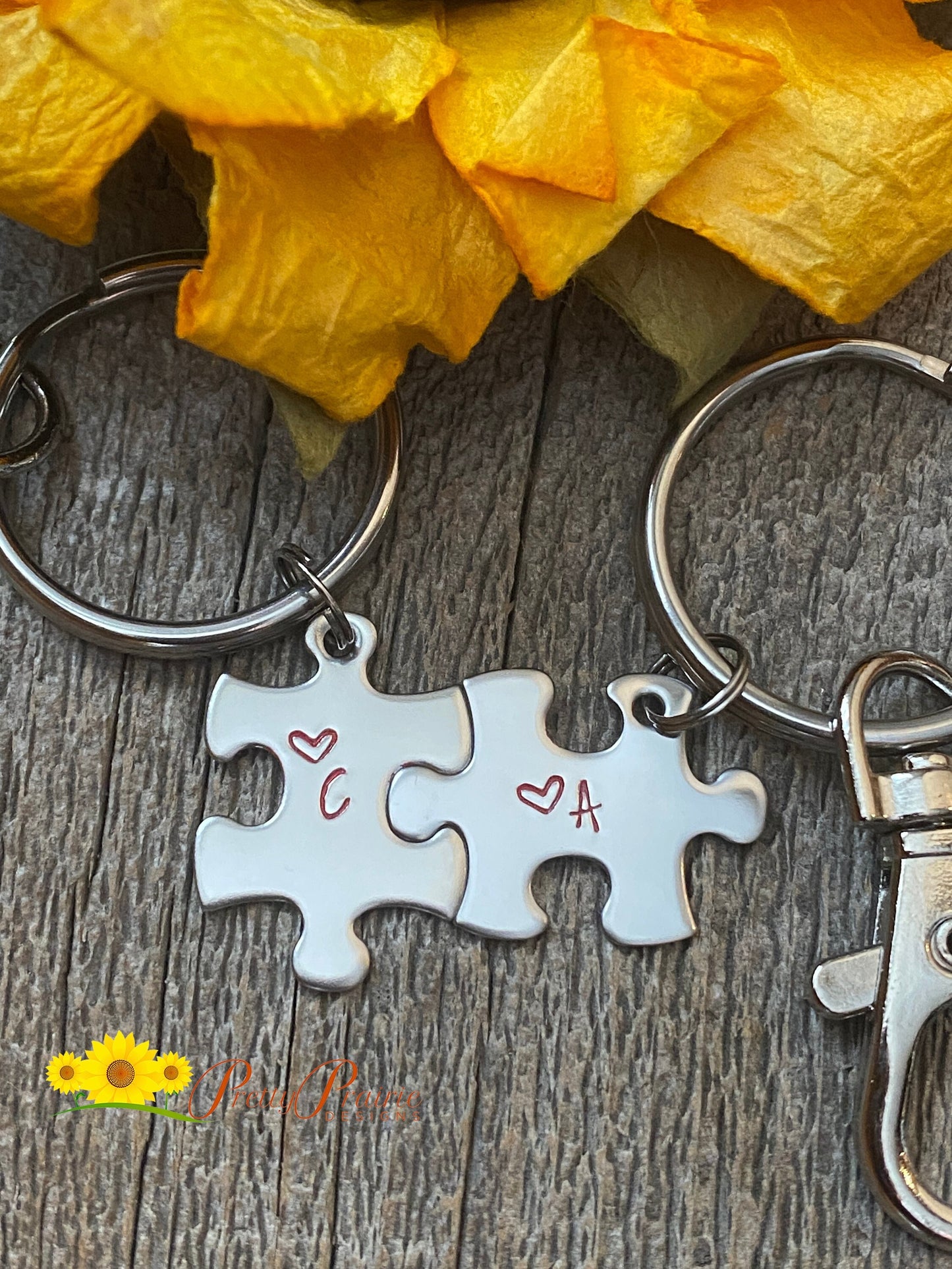 Small Puzzle Piece Keychain Set, Initial Puzzle Pieces, His Her Puzzle Keychains, Valentine Gift, Personalized Mini Puzzle Pieces, BFF Gift