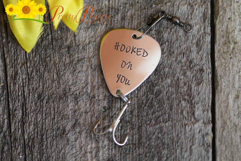 Hooked On You Fishing Lure, Fishing Partner Gift, Fishing Lure for Husband or Wife, Unique Fishing Gift, Hand Stamped Fisherman Present