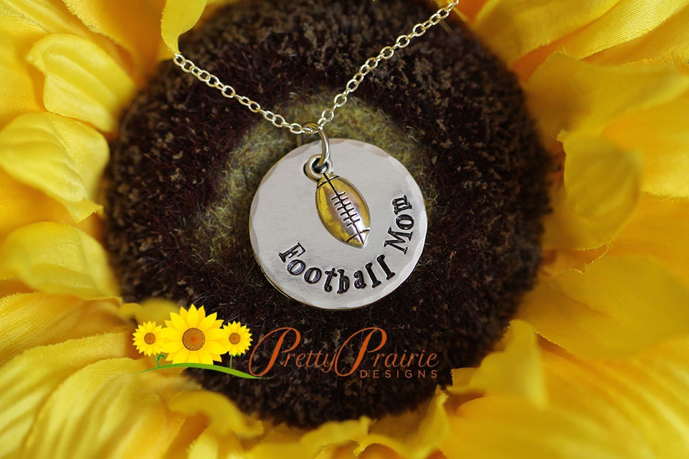 Football Mom Jewelry, Gift from Football Player, Football Grandma, Coach Gift, Team Mom Gift, Gift for Dad, Hand Stamped, Football Keychain