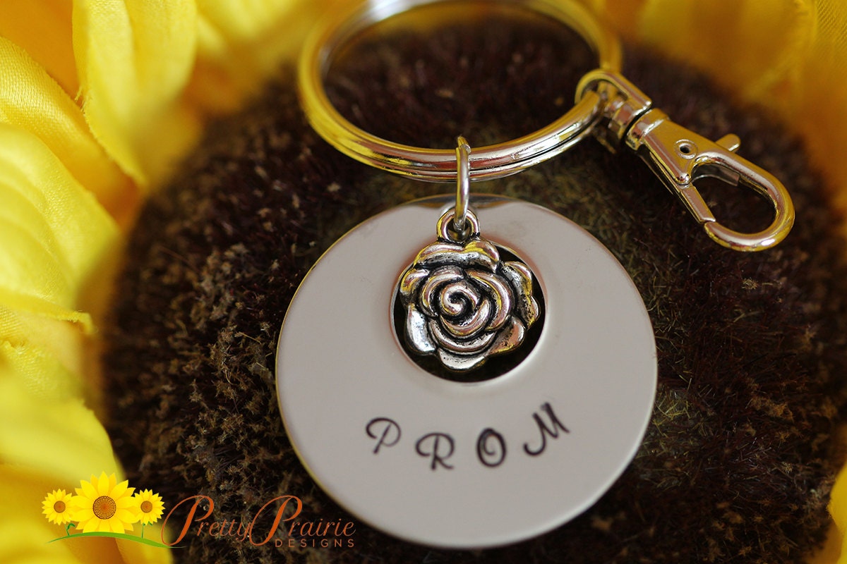 Prom Keychain - After Prom Present - Ask Girlfriend or Boyfriend to Prom - Washer Key Chain - Custom Made Keyring
